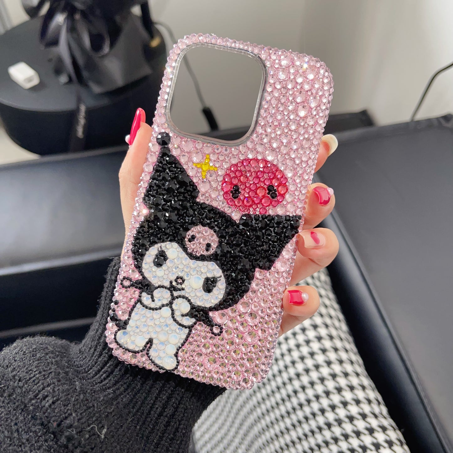 Kuromi Gorgeous Bling Pink Rhinestone For iPhone Case