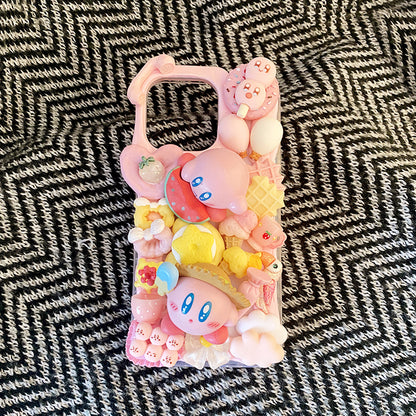 Handmade iPhone Case Cartoon Cute Kirby Decoden Cream Glue Case