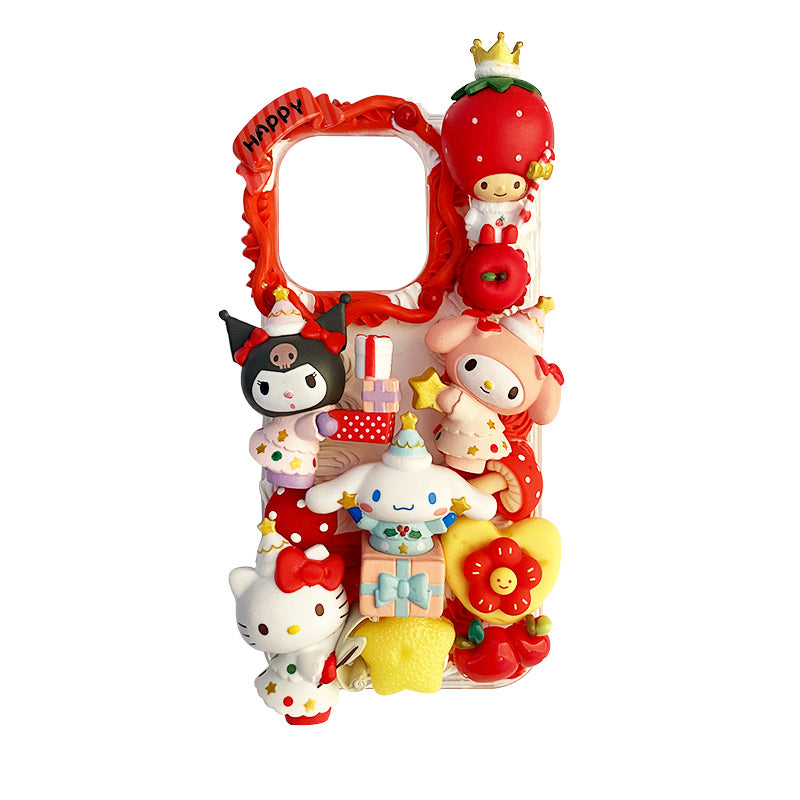 Handgemachte iPhone Hülle Süße Hello Kitty Kuromi My Melody Decoden Hülle