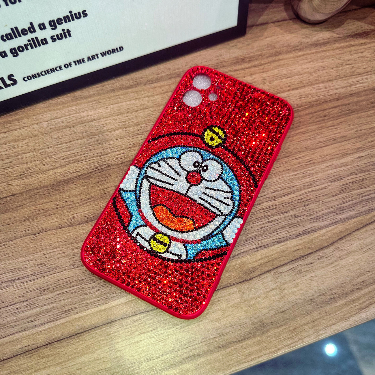 Handgemachte iPhone Hülle Luxus Bling Strass Niedliche Doraemon Rückenhülle