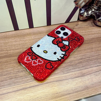Handgemachte iPhone Hülle Luxus Bling Rot Strass Niedlich Hello Kitty Hülle