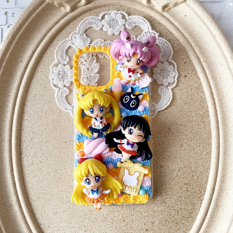 Handgemachte iPhone Hülle Niedliche Sailor Moon Decoden Creme Kleber Hülle