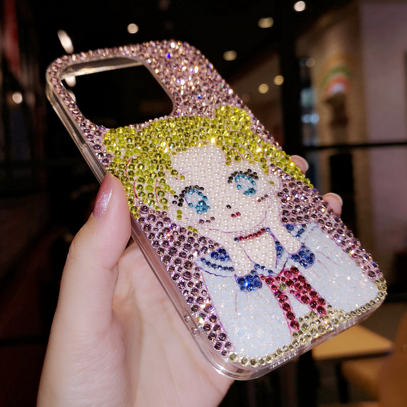 Handmade iPhone Case Luxury Bling Rhinestone Cute Sailor Moon Back Case