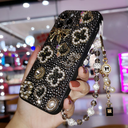 Handmade iPhone Case Luxury Bling Black Rhinestone with Fashion Charms