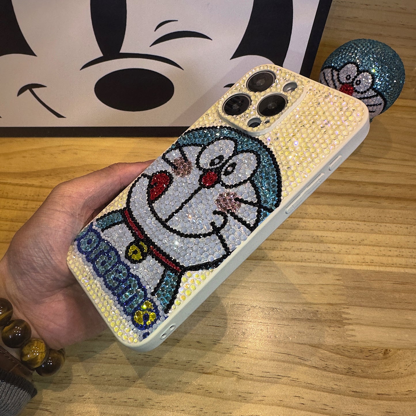 Handgemachte iPhone Hülle Luxus Bling Strass Niedliche Doraemon Hülle