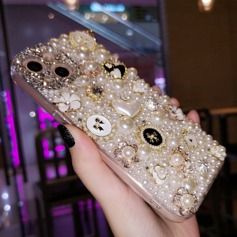 Handmade iPhone Case Elegance Pearls & Fashion Charms Back Case