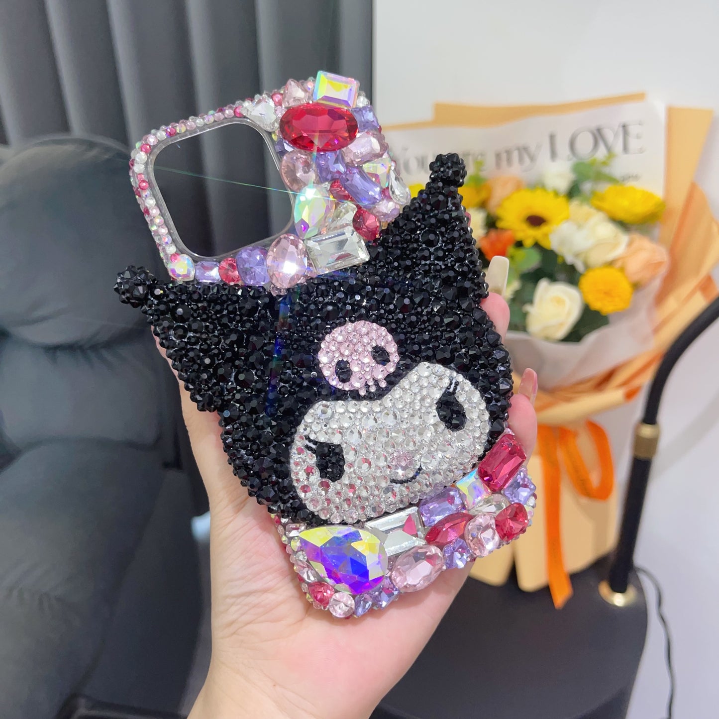 3D Kuromi Gorgeous Bling Crystal For iPhone Case