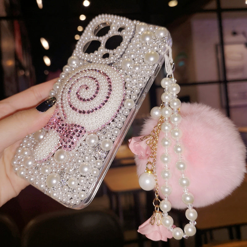 Handgemachte iPhone Hülle Elegance Pearls Lollipop Back Case