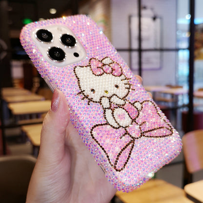 Handmade iPhone Case Luxury Bling Jelly Rhinestone Cute Hello Kitty Case