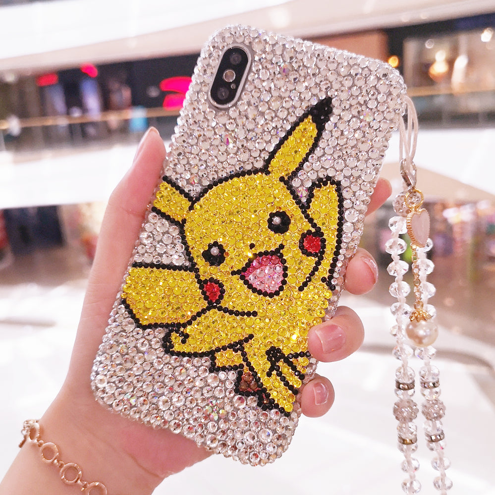 Handmade iPhone Case Luxury Bling Rhinestone Cute Pikachu Case