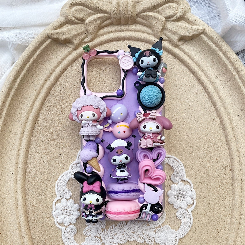 Handmade Decoden Case Kuromi and My Melody Cream Glue Case