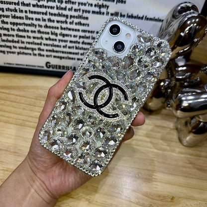 Handmade iPhone Case Luxury Bling Crystal Monogram Pattern Back Case