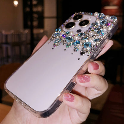 Handmade iPhone Case Minimalist Bling Rhinestone with Blue Crystals Case