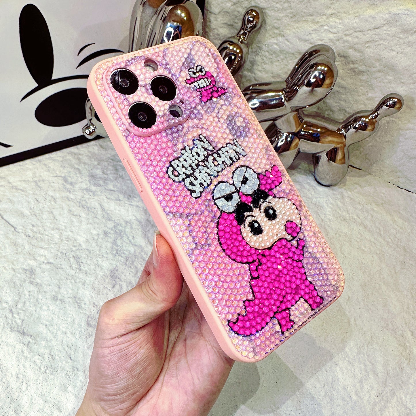Handmade iPhone Case Luxury Bling Rhinestone Cute Crayon Shin-chan Case