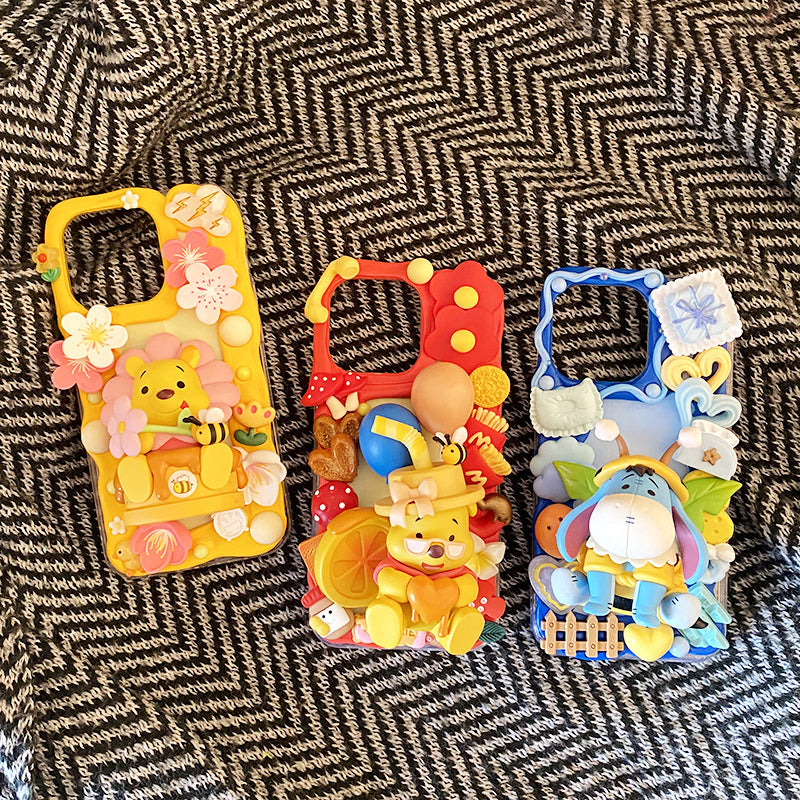 Handmade Decoden Case Winnie the Pooh Cream Glue Case