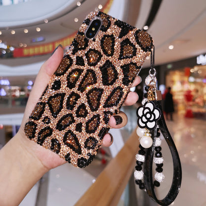 Handmade iPhone Case Luxury Bling Rhinestone Brown Leopard Back Case