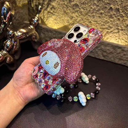3D My Melody Gorgeous Bling Rose Red Gemstone For iPhone Samsung Case