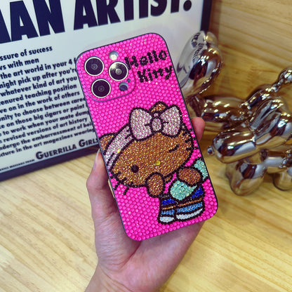 Handgemachte iPhone Hülle Luxus Bling Strass Niedlich Hello Kitty Sport Hülle