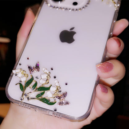 Handgemachte iPhone Hülle Minimalistische Glocke Orchidee Rückenhülle