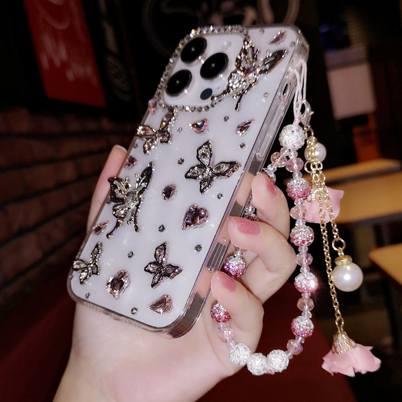 Handmade iPhone Case Minimalist Bling Rhinestone with Butterfly Case