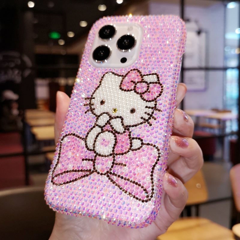 Handmade iPhone Case Luxury Bling Jelly Rhinestone Cute Hello Kitty Case
