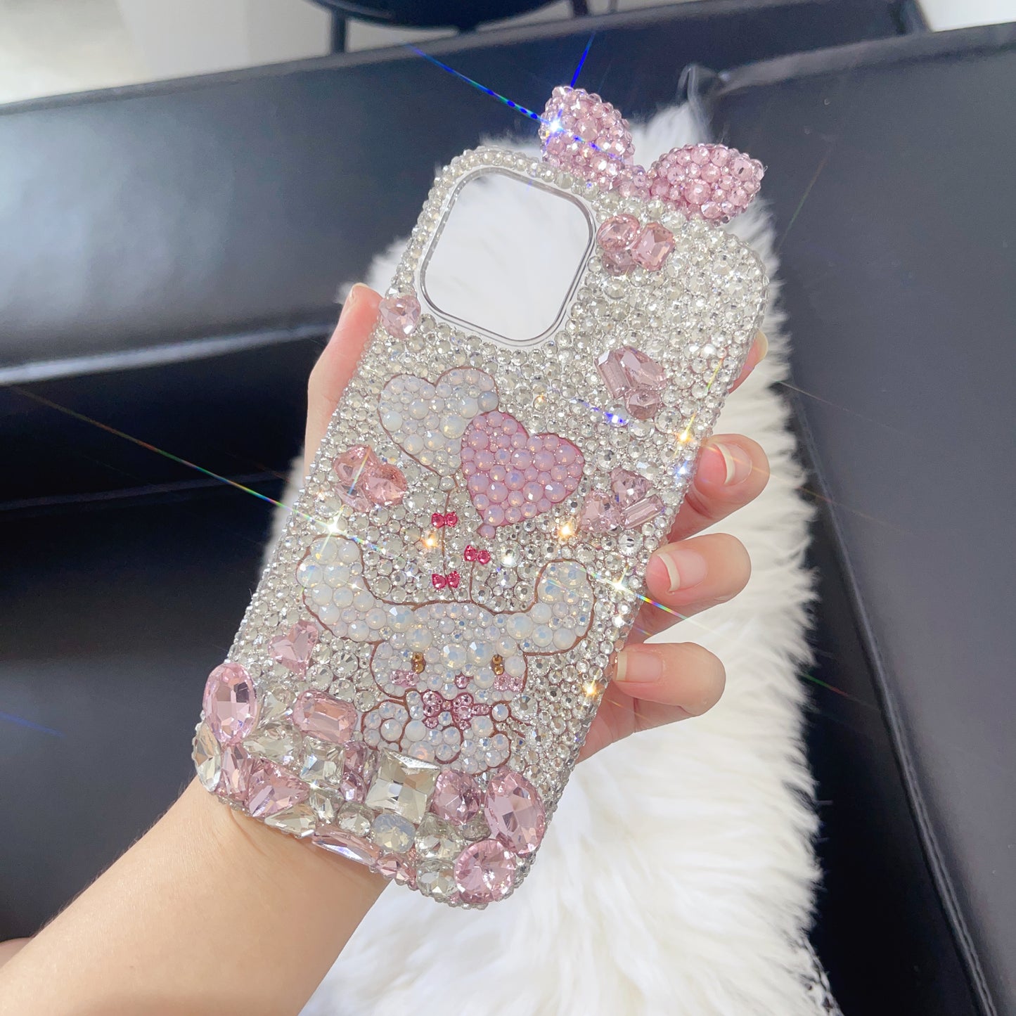 Cinnamoroll Gorgeous Bling Rhinestone with Pink Gem For iPhone Case