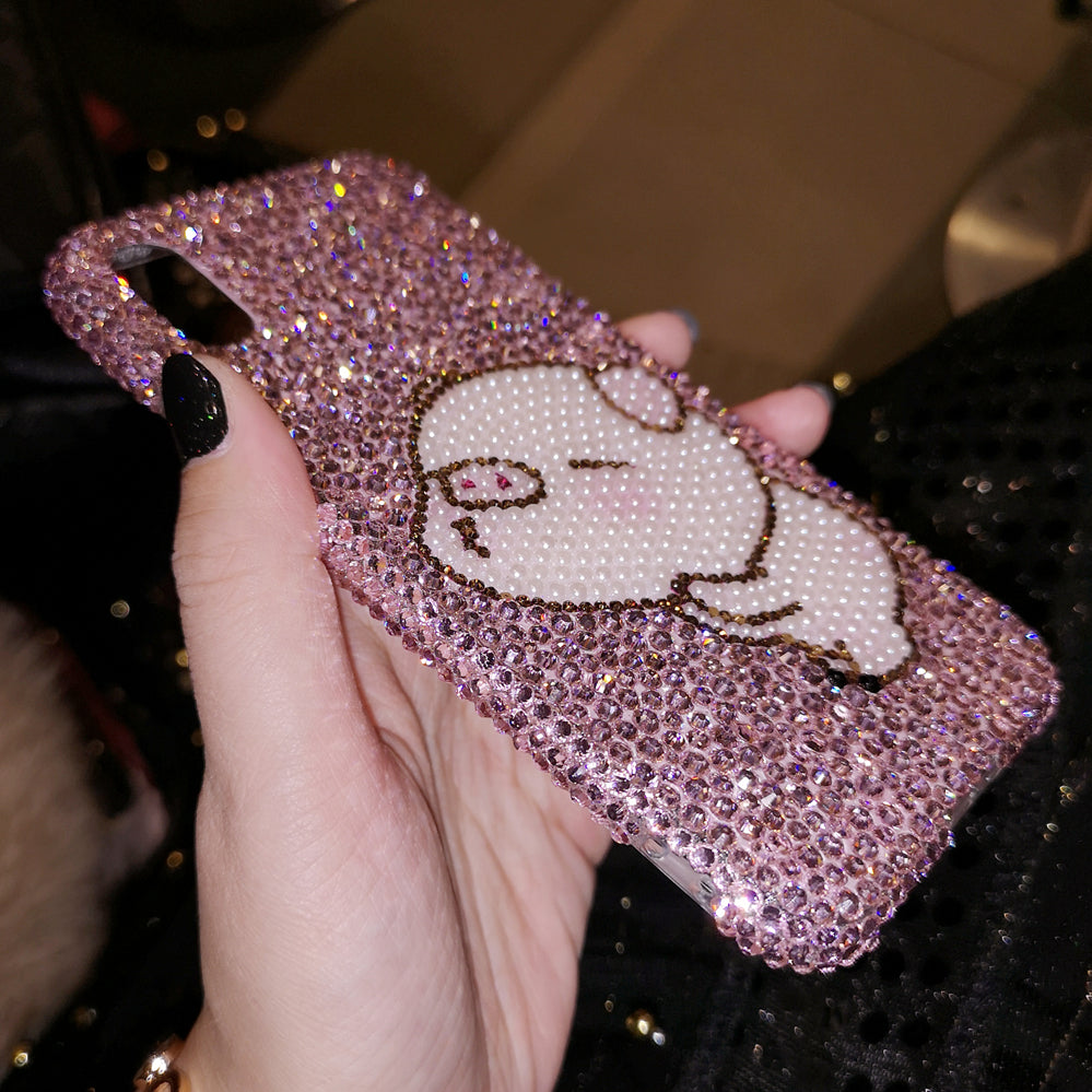 Handmade iPhone Case Luxury Bling Rhinestone Cute Piglet Back Case
