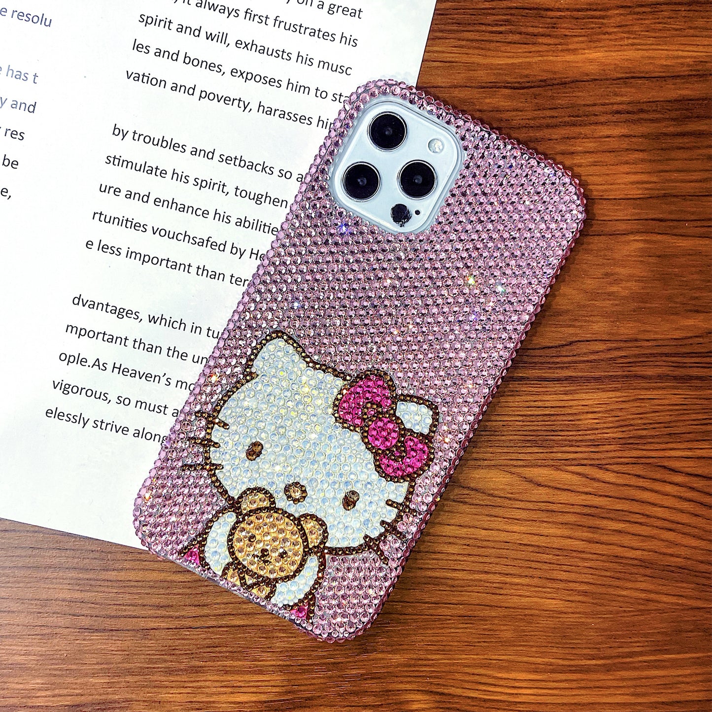 Handmade iPhone Case Luxury Bling Pink Rhinestone Hello Kitty Back Case