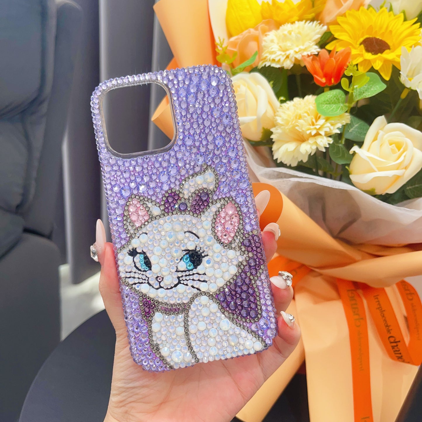 Marie Cat Gorgeous Bling Purple Rhinestone For iPhone Case