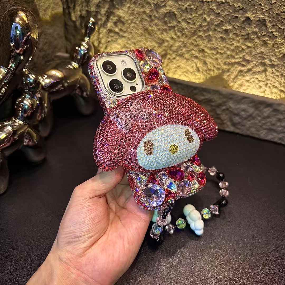 3D My Melody Gorgeous Bling Rose Red Gemstone For iPhone Samsung Case