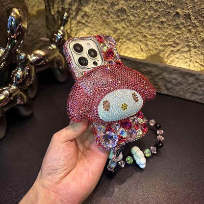 3D My Melody Gorgeous Bling Rose Red Gemstone For iPhone Samsung Case