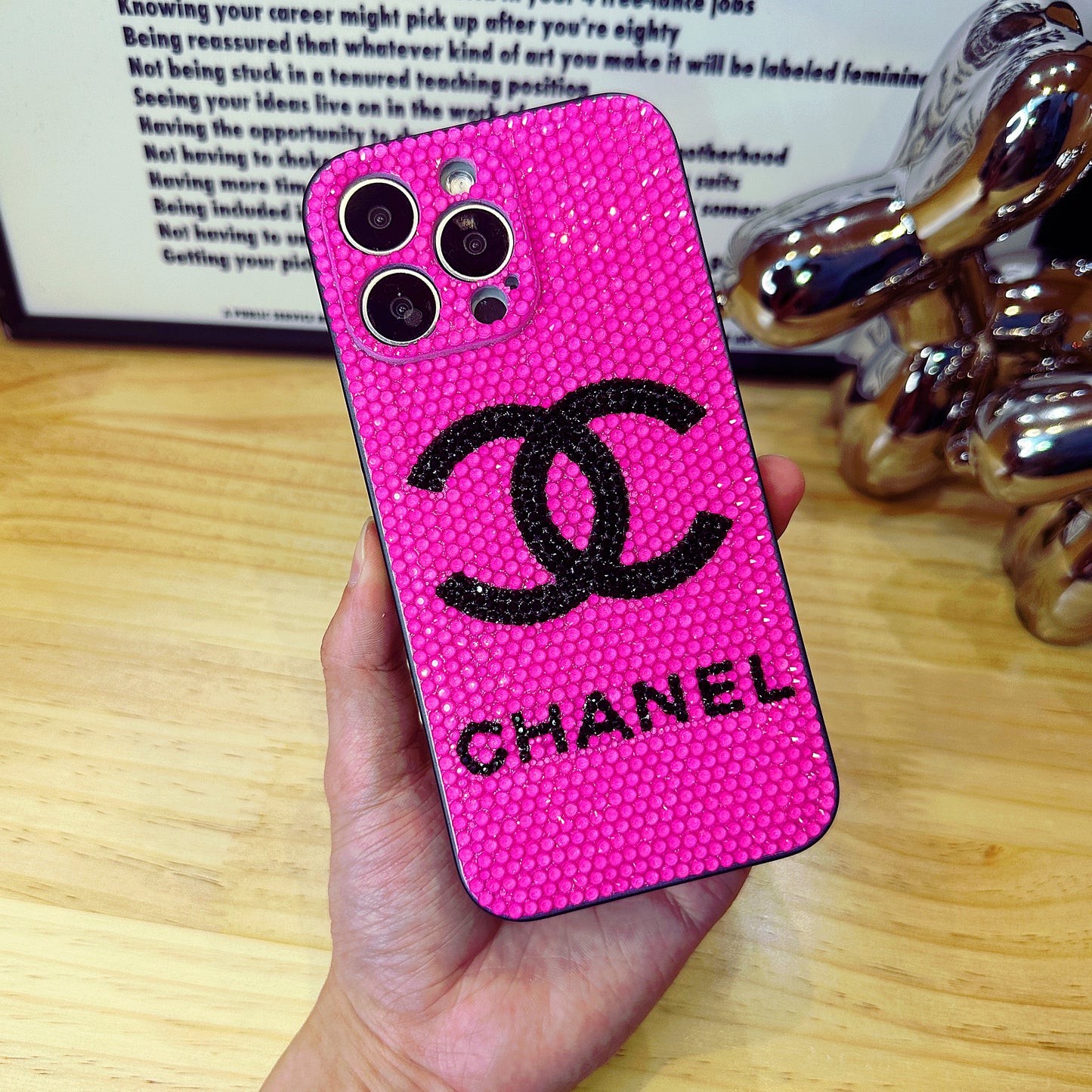 Handmade iPhone Case Luxury Bling Opal Rhinestone Monogram Pattern Back Case