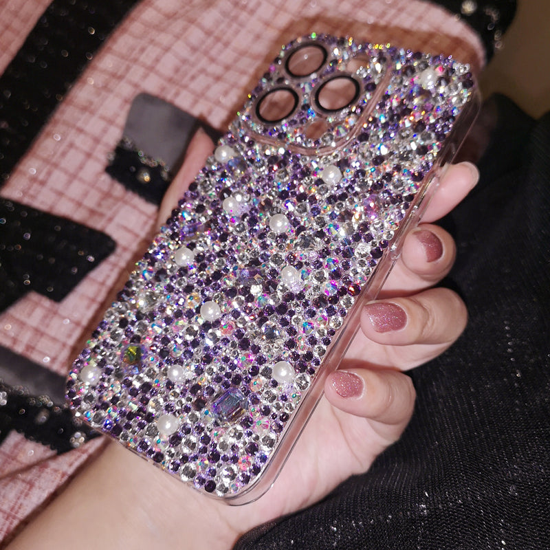 Handmade iPhone Case Luxury Bling Purple Rhinestone Back Case