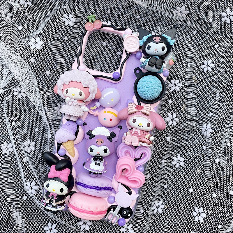 Handmade Decoden Case Kuromi and My Melody Cream Glue Case