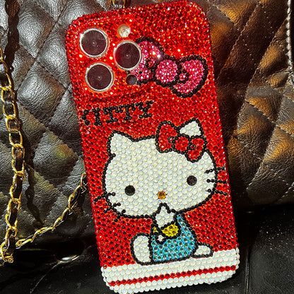 Handmade iPhone Case Luxury Bling Rhinestone Cute Hello Kitty with Bow