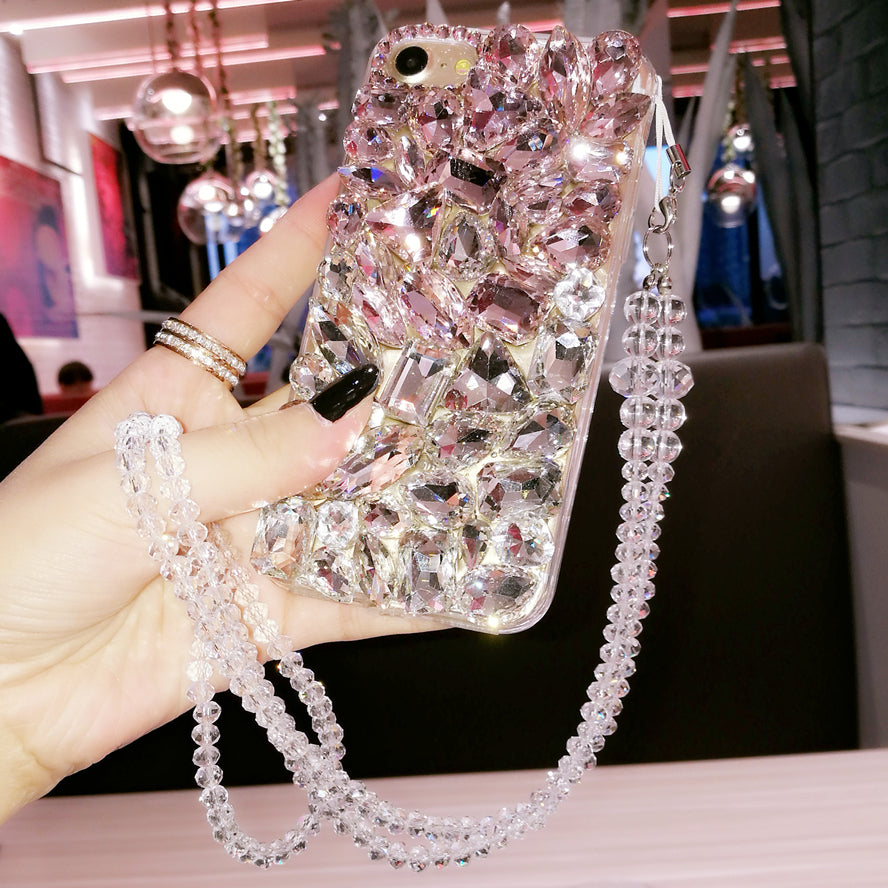 Handgemachte iPhone Hülle Luxus Bling Strass Kristall Edelstein mit Schlüsselband