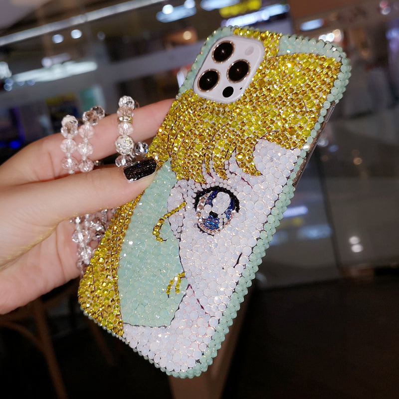 Handgemachte iPhone Hülle Luxus Bling Opal Strass Sailor Moon Back Case