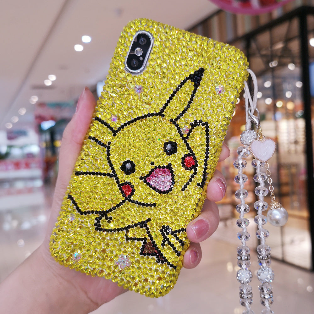 Handmade iPhone Case Luxury Bling Rhinestone Cute Pikachu Case