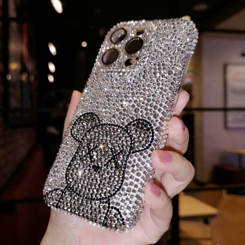 Handmade iPhone Case Luxury Bling Rhinestone Bear Back Case
