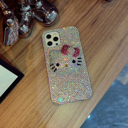 Handgemachte iPhone Hülle Luxus Bling Strass Niedlich Hello Kitty Back Case