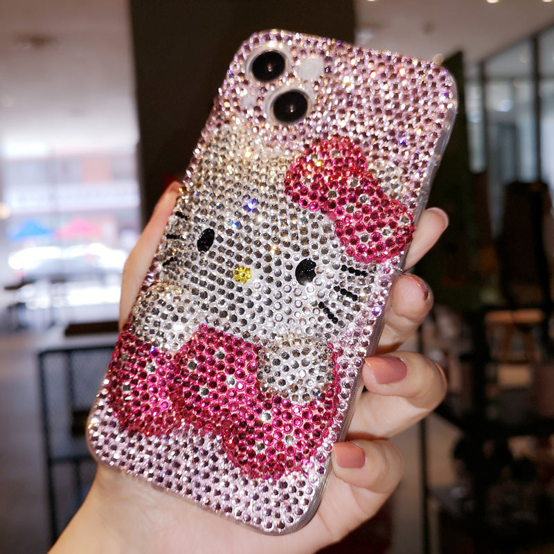 Handmade iPhone Case Luxury Bling Rhinestone 3D Cute Hello Kitty Case