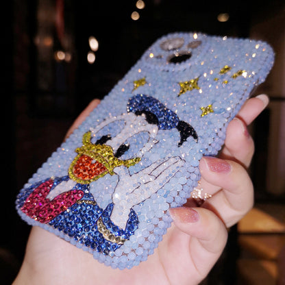 Handmade iPhone Case Luxury Bling Opal Rhinestone Cute Donald Duck Case