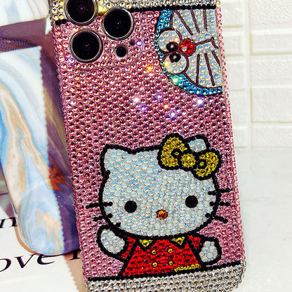 Handmade iPhone Case Luxury Bling Rhinestone Hello Kitty with Doraemon