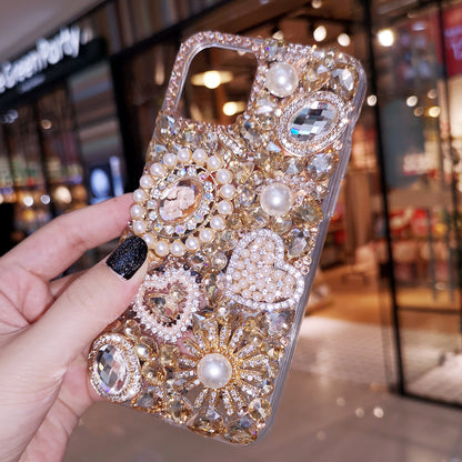 Handgemachte iPhone Hülle Luxus Bling Strass Kristallsteine ​​&amp; Perlen
