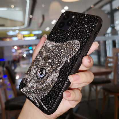 Handmade iPhone Case Luxury Bling Black Rhinestone Ocelot Back Case