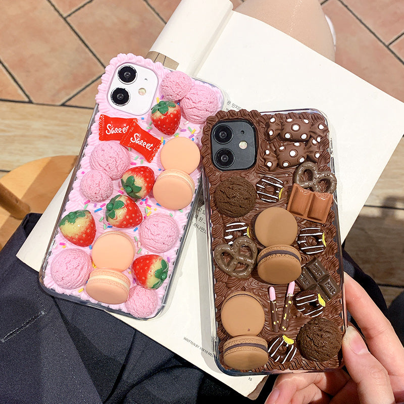 Handgemachte iPhone Hülle Süße Macaron Decoden Creme Kleber Hülle
