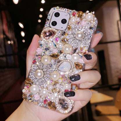 Handgemachte iPhone Hülle Luxus Bling Strass Kristall Edelstein &amp; Perlen
