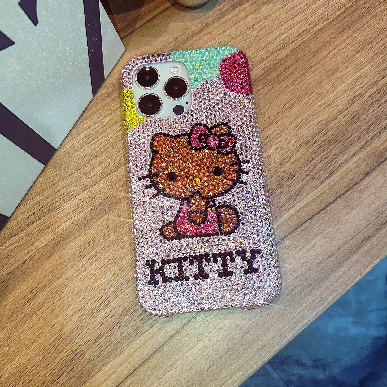 Handmade iPhone Case Luxury Bling Purple Rhinestone Cute Hello Kitty Case