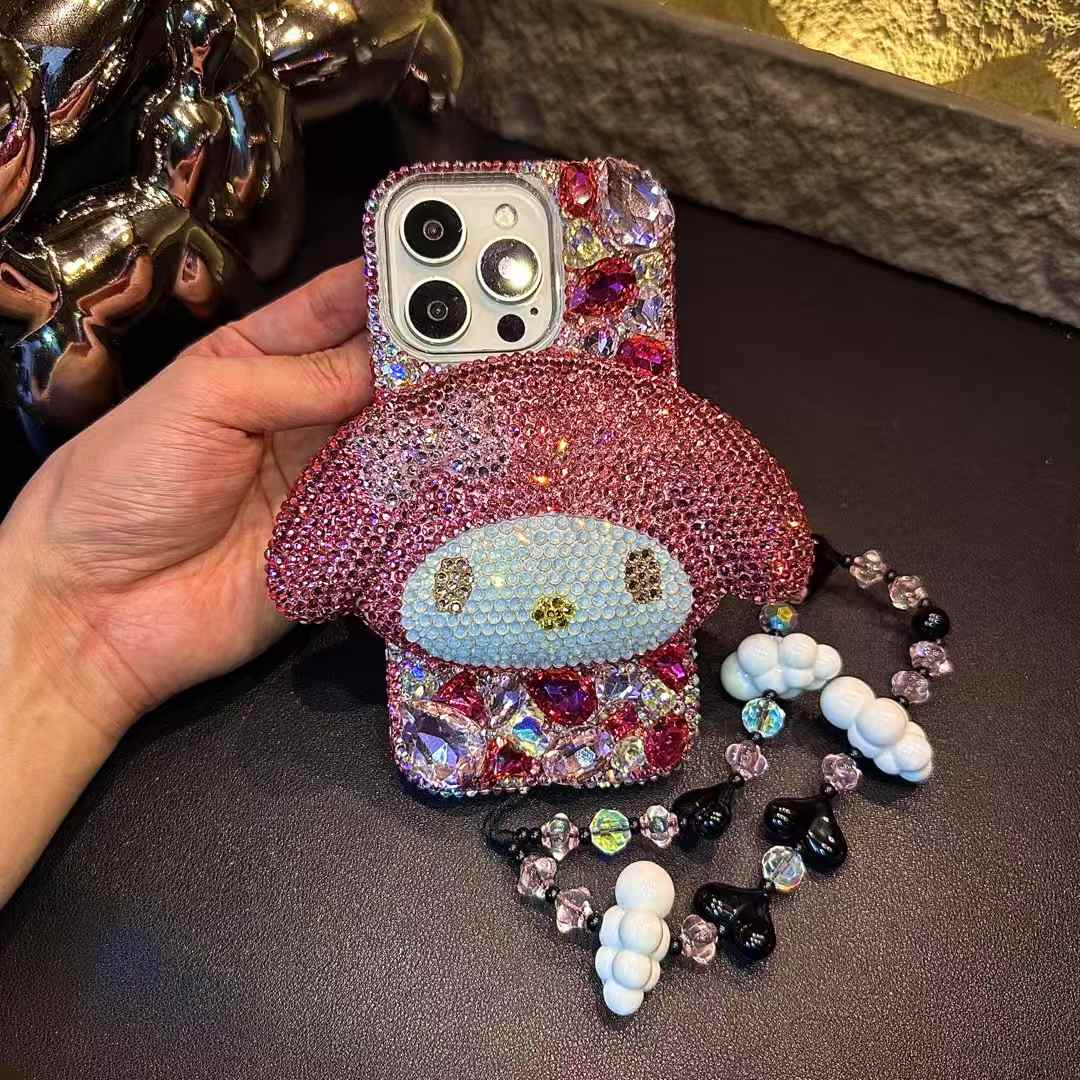 3D My Melody Gorgeous Bling Rose Red Gemstone For iPhone Samsung Case