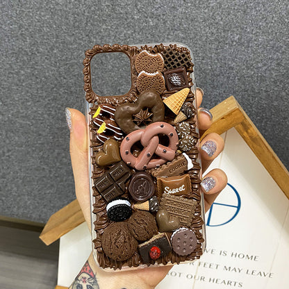 Handmade iPhone Case Cute Chocolate Decoden Cream Glue Case